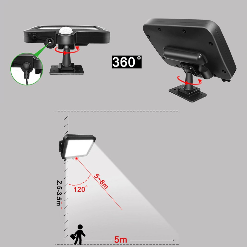 Lampa solarna czujnik ruchu 120 LED ZESTAW 3 szt Lampa solarna czujnik ruchu 120 LED ZESTAW 3 szt