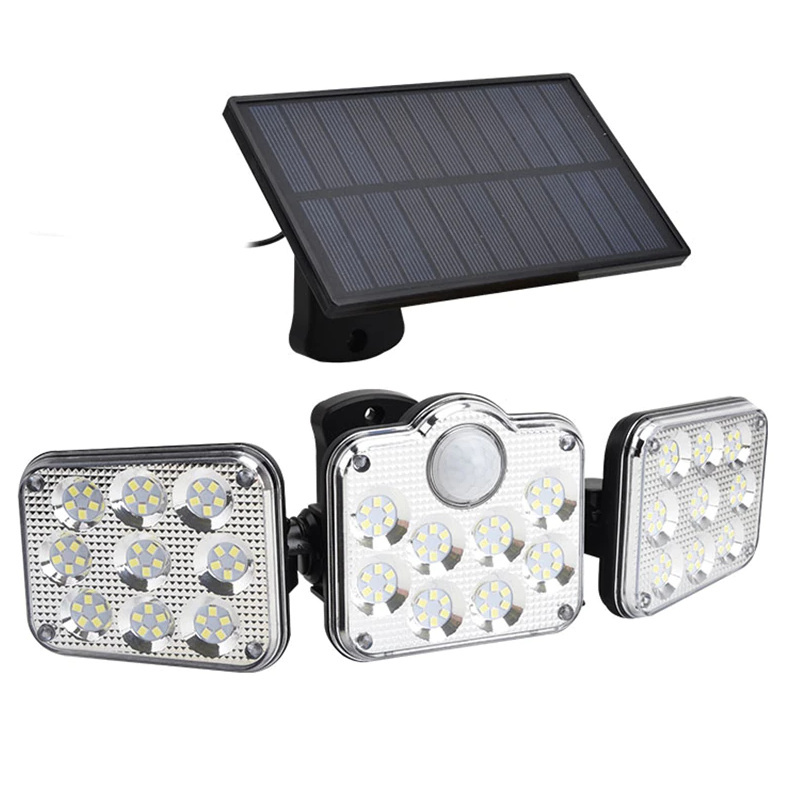 Lampa solarna czujnik ruchu trzy reflektory 138 LED Jasna Mocna Lampa Lampa solarna czujnik ruchu trzy reflektory 138 LED Jasna Mocna Lampa