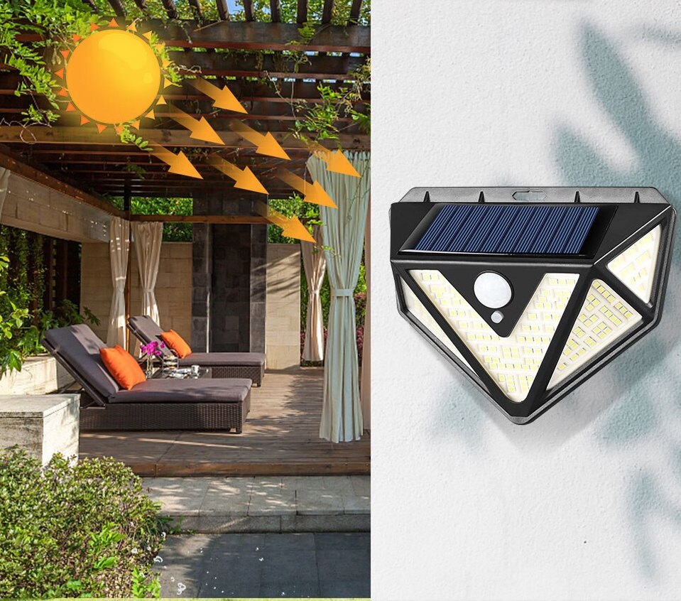 Lampa solarna czujnik ruchu 166 LED Elewacyjna Lampa solarna czujnik ruchu 166 LED Elewacyjna