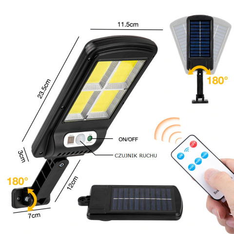 Lampa solarna ULICZNA czujnik ruchu 128 LED +PILOT Lampa solarna ULICZNA czujnik ruchu 128 LED +PILOT
