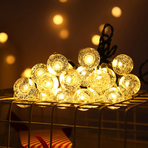 GIRLANDA solarna ogrodowa 20 LED Ciepła Biel KULKI GIRLANDA solarna ogrodowa 20 LED Ciepła Biel KULKI