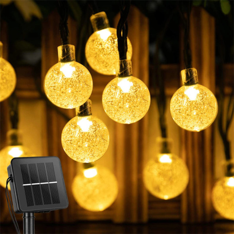 GIRLANDA solarna ogrodowa 20 LED Ciepła Biel KULKI GIRLANDA solarna ogrodowa 20 LED Ciepła Biel KULKI