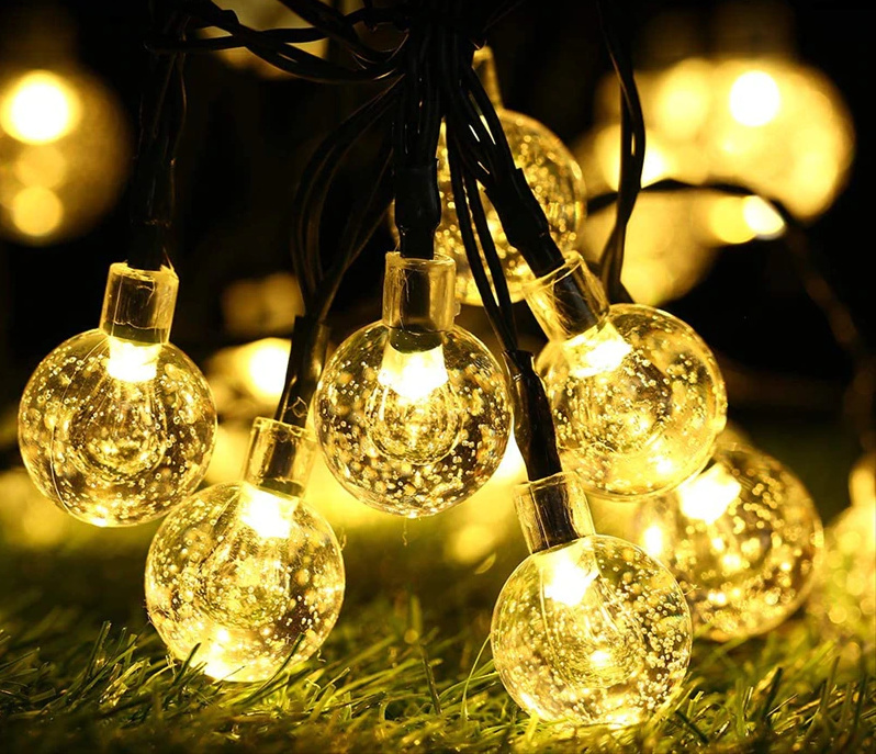GIRLANDA solarna ogrodowa 20 LED Ciepła Biel KULKI GIRLANDA solarna ogrodowa 20 LED Ciepła Biel KULKI
