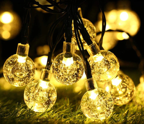 GIRLANDA solarna ogrodowa 20 LED Ciepła Biel KULKI GIRLANDA solarna ogrodowa 20 LED Ciepła Biel KULKI