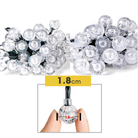 GIRLANDA solarna ogrodowa 20 LED Ciepła Biel KULKI GIRLANDA solarna ogrodowa 20 LED Ciepła Biel KULKI