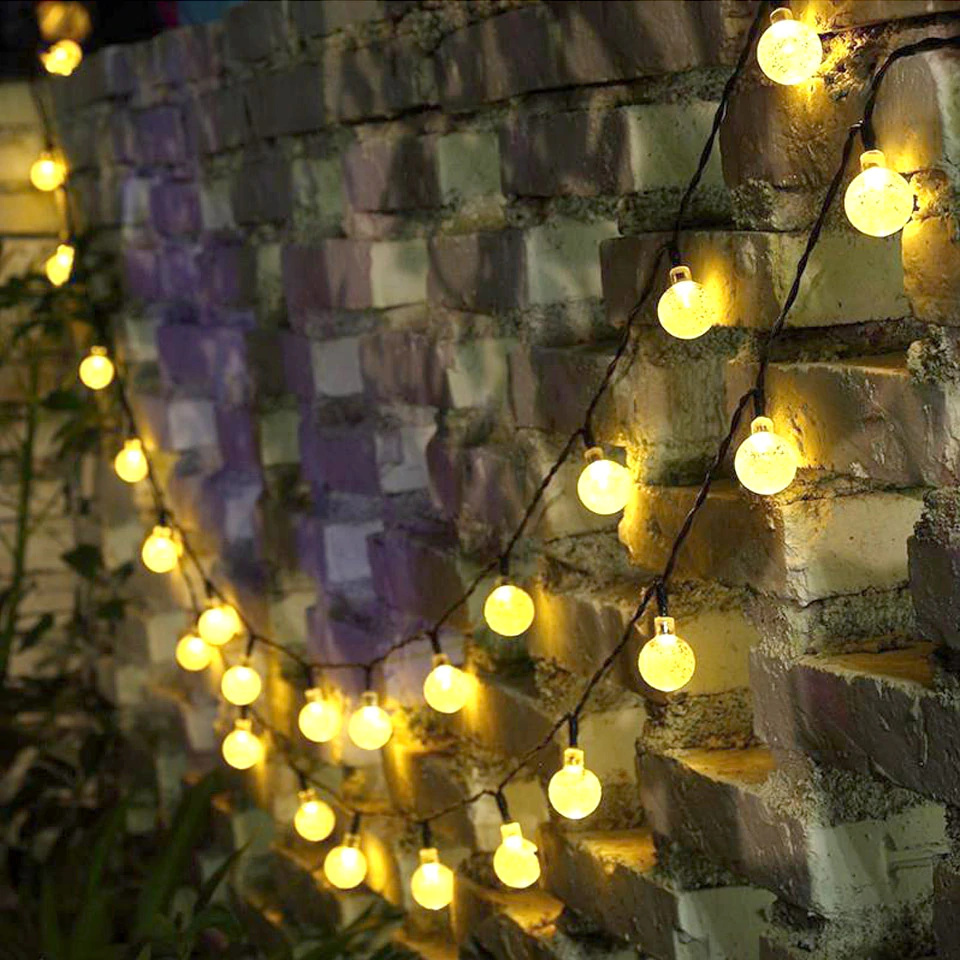 GIRLANDA solarna ogrodowa 20 LED Ciepła Biel KULKI