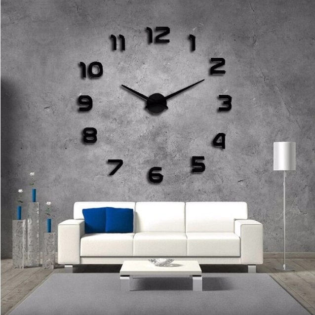 Zegar naklejany na ścianę duży ozdobny Cyfry Czarny