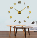 Zegar naklejany na ścianę duży ozdobny Cyfry Złoty