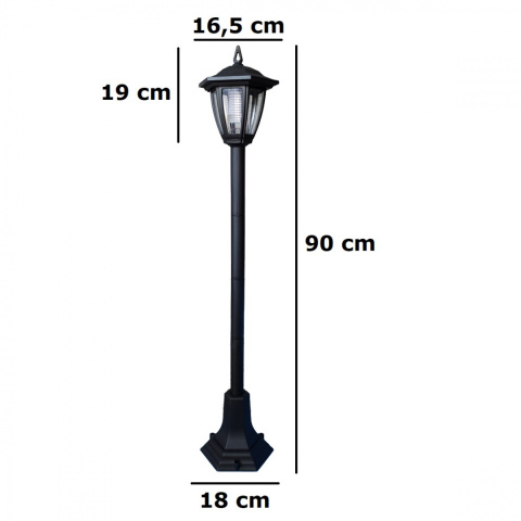 Lampa ogrodowa solarna LATARNIA Wysoka 90 cm Czarna Lampa ogrodowa solarna LATARNIA Wysoka 90 cm Czarna