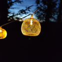 GIRLANDA solarna ogrodowa LED Złote Metalowe Kulki