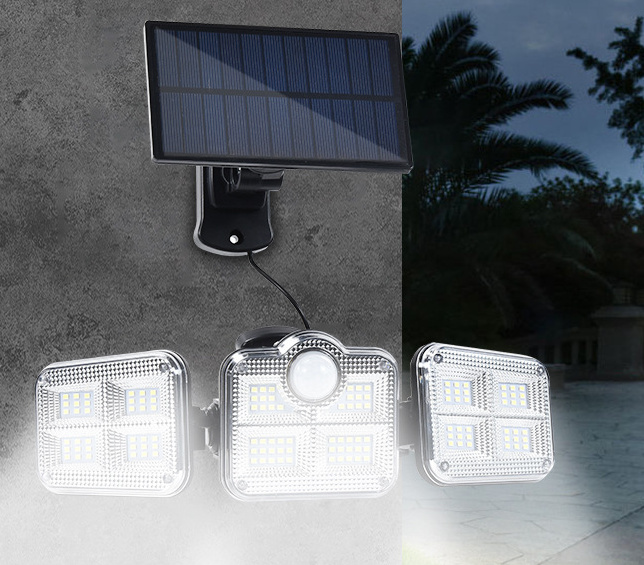 Lampa solarna czujnik ruchu trzy reflektory Jasna Mocna Lampa Lampa solarna czujnik ruchu trzy reflektory Jasna Mocna Lampa