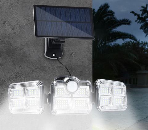 Lampa solarna czujnik ruchu trzy reflektory Jasna Mocna Lampa Lampa solarna czujnik ruchu trzy reflektory Jasna Mocna Lampa