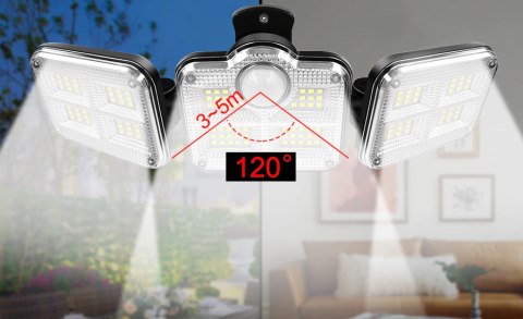 Lampa solarna czujnik ruchu trzy reflektory Jasna Mocna Lampa Lampa solarna czujnik ruchu trzy reflektory Jasna Mocna Lampa