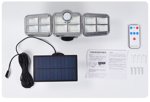 Lampa solarna czujnik ruchu trzy reflektory Jasna Mocna Lampa Lampa solarna czujnik ruchu trzy reflektory Jasna Mocna Lampa