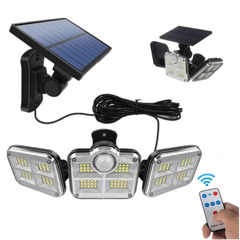 Lampa solarna czujnik ruchu trzy reflektory Jasna Mocna Lampa Lampa solarna czujnik ruchu trzy reflektory Jasna Mocna Lampa