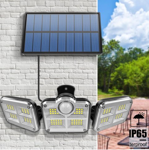 Lampa solarna czujnik ruchu trzy reflektory Jasna Mocna Lampa Lampa solarna czujnik ruchu trzy reflektory Jasna Mocna Lampa