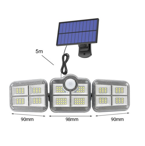Lampa solarna czujnik ruchu trzy reflektory Jasna Mocna Lampa Lampa solarna czujnik ruchu trzy reflektory Jasna Mocna Lampa