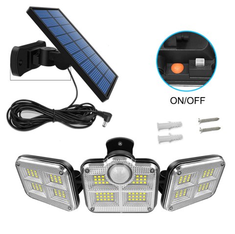 Lampa solarna czujnik ruchu trzy reflektory Jasna Mocna Lampa Lampa solarna czujnik ruchu trzy reflektory Jasna Mocna Lampa