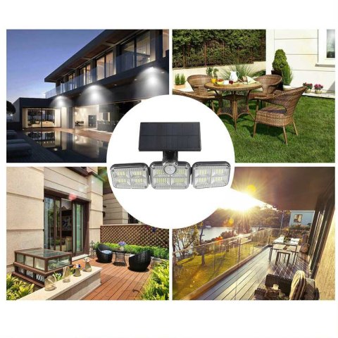 Lampa solarna czujnik ruchu trzy reflektory Jasna Mocna Lampa Lampa solarna czujnik ruchu trzy reflektory Jasna Mocna Lampa