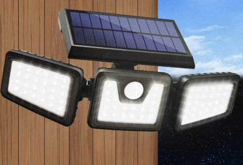 Lampa solarna czujnik ruchu trzy regulowane reflektory Lampa solarna czujnik ruchu trzy regulowane reflektory