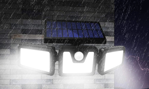 Lampa solarna czujnik ruchu trzy regulowane reflektory Lampa solarna czujnik ruchu trzy regulowane reflektory