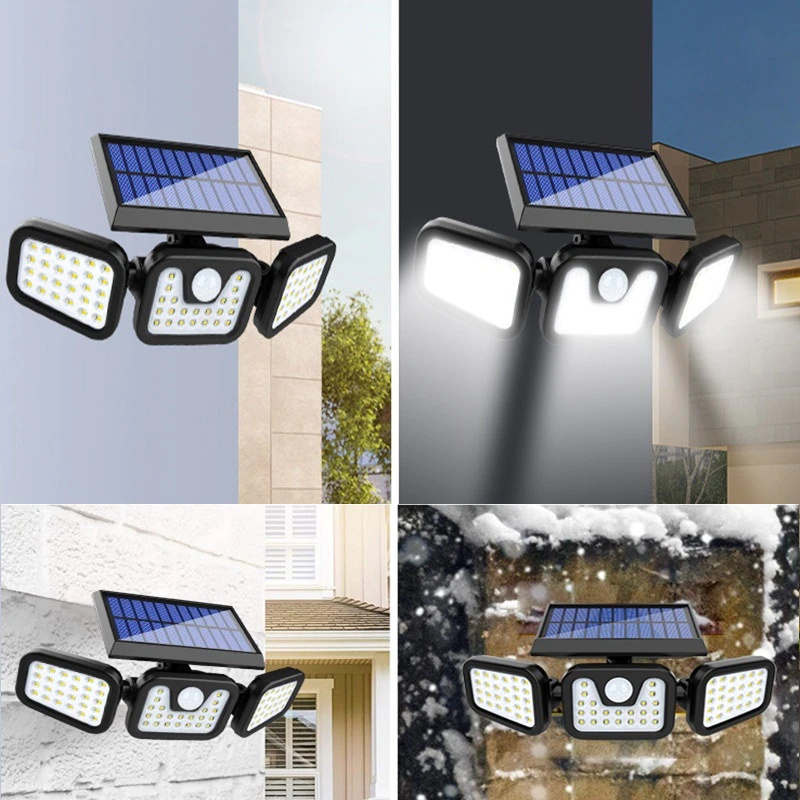 Lampa solarna czujnik ruchu trzy regulowane reflektory Lampa solarna czujnik ruchu trzy regulowane reflektory