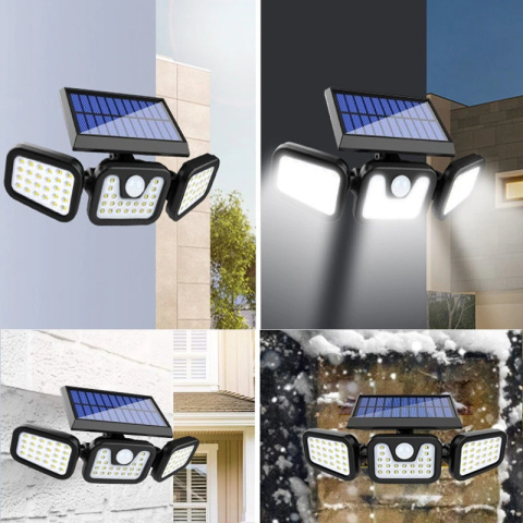 Lampa solarna czujnik ruchu trzy regulowane reflektory Lampa solarna czujnik ruchu trzy regulowane reflektory
