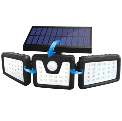 Lampa solarna czujnik ruchu trzy regulowane reflektory Lampa solarna czujnik ruchu trzy regulowane reflektory