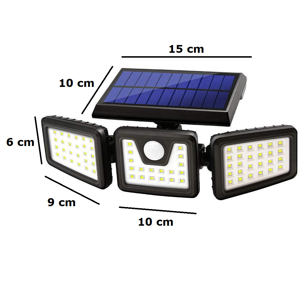 Lampa solarna czujnik ruchu trzy regulowane reflektory