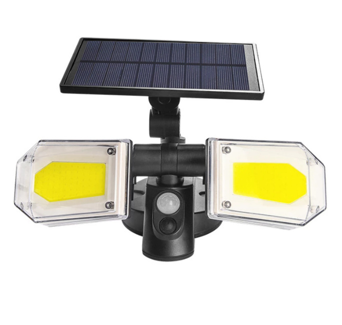 Lampa solarna czujnik ruchu dwa jasne regulowane reflektory Lampa solarna czujnik ruchu dwa jasne regulowane reflektory