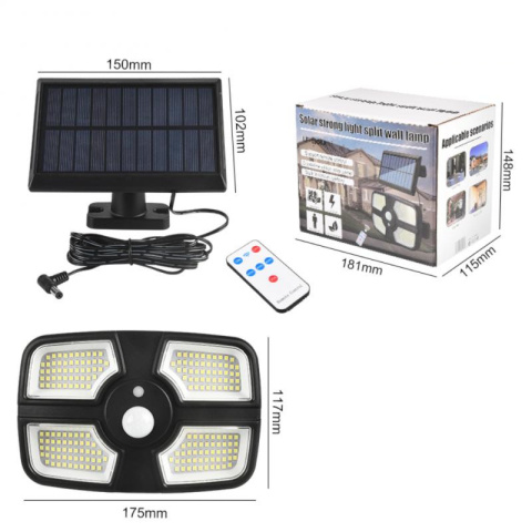 Lampa solarna czujnik ruchu osobny solar 208 LED + PILOT ZEWNĘTRZNA Lampa solarna czujnik ruchu osobny solar 208 LED + PILOT ZEWNĘTRZNA