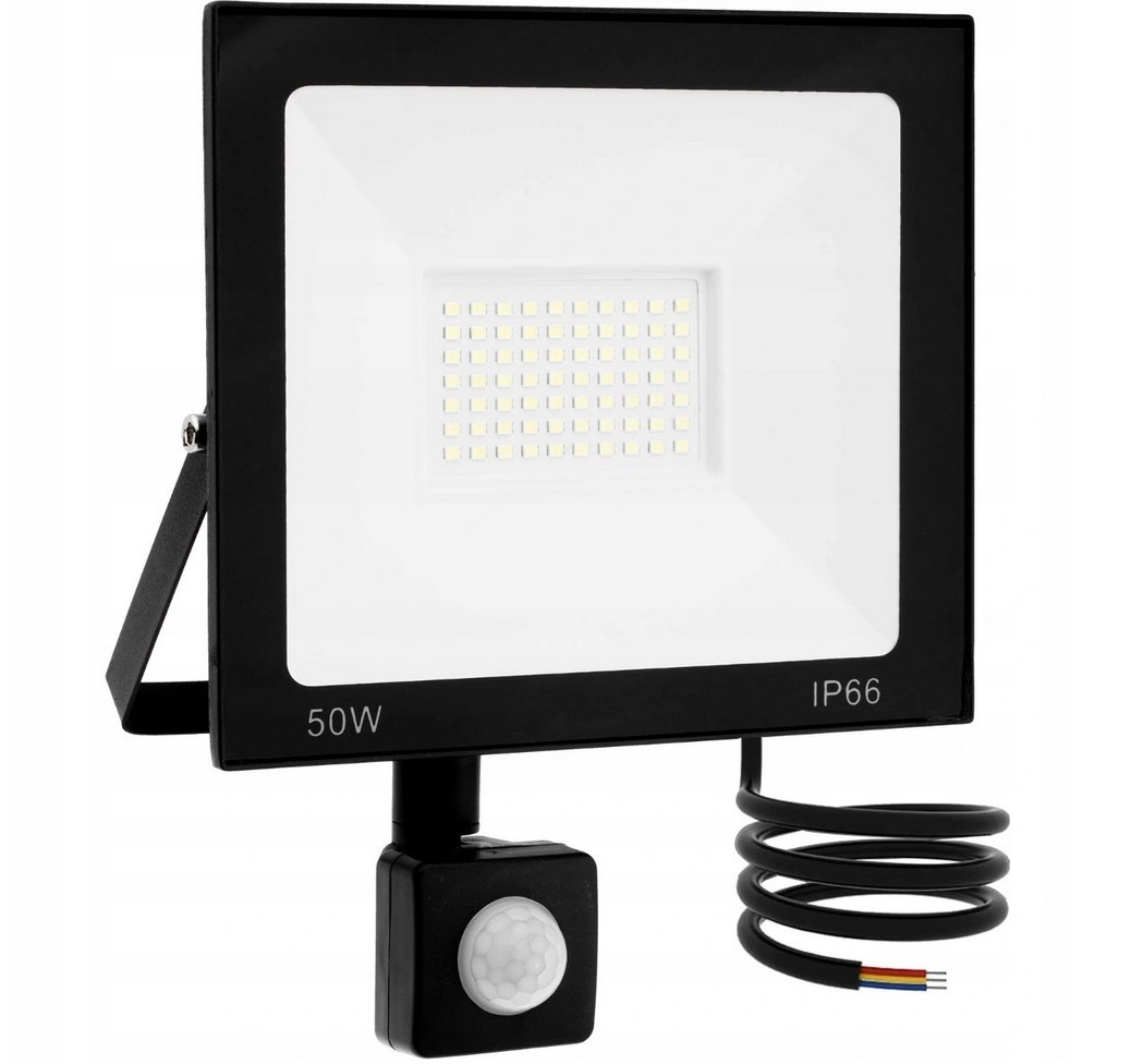 Halogen lampa z czujnikiem ruchu led biały zimny 50w ip66 Halogen lampa z czujnikiem ruchu led biały zimny 50w ip66