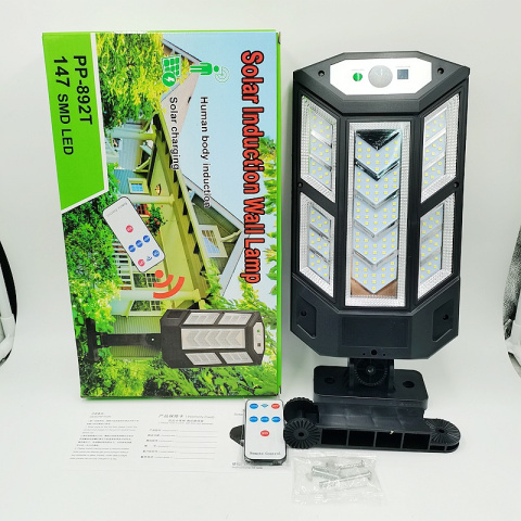 Lampa solarna ULICZNA Zewnętrzna czujnik ruchu 147 LED PILOT JASNA Lampa solarna ULICZNA Zewnętrzna czujnik ruchu 147 LED PILOT JASNA