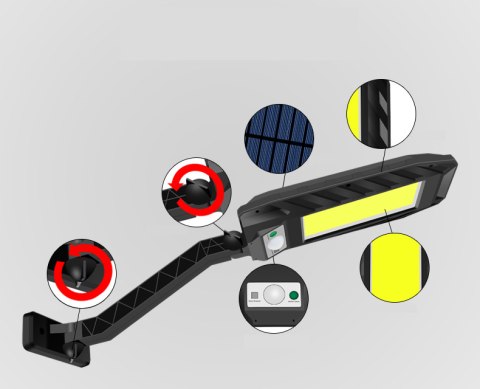 Lampa solarna ULICZNA Zewnętrzna czujnik ruchu PILOT JASNA Lampa solarna ULICZNA Zewnętrzna czujnik ruchu PILOT JASNA