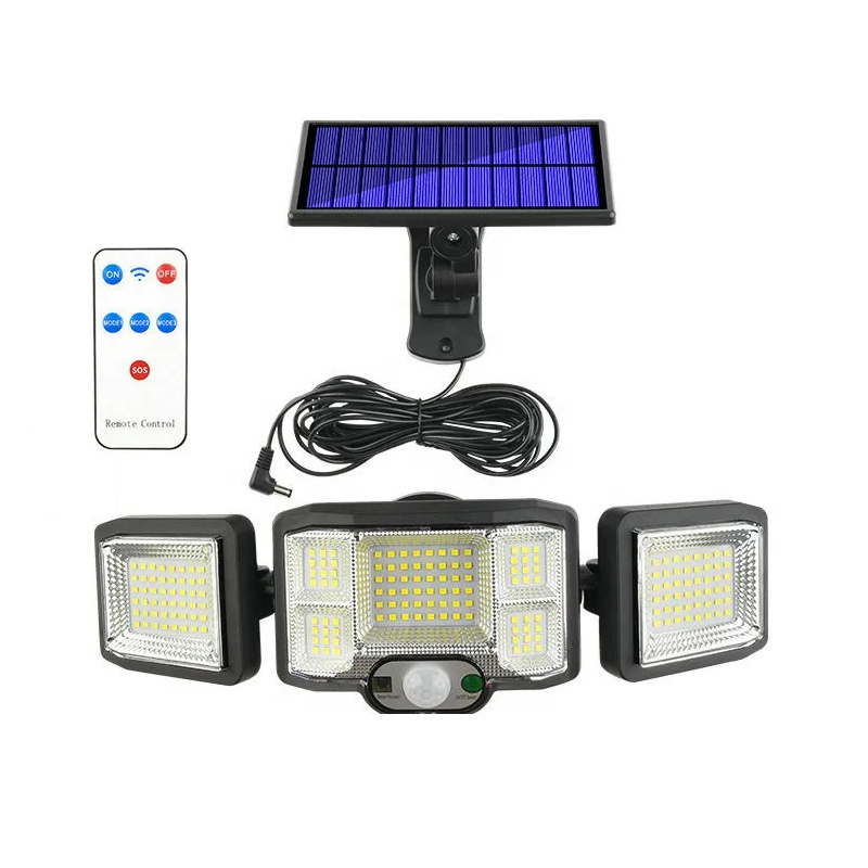 Lampa solarna zewnętrzna czujnik ruchu trzy Jasne reflektory Solidna Lampa solarna zewnętrzna czujnik ruchu trzy Jasne reflektory Solidna