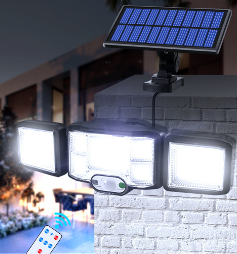 Lampa solarna zewnętrzna czujnik ruchu trzy Jasne reflektory Solidna Lampa solarna zewnętrzna czujnik ruchu trzy Jasne reflektory Solidna