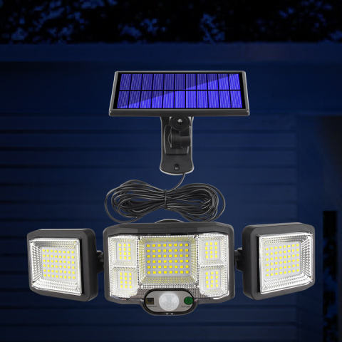 Lampa solarna zewnętrzna czujnik ruchu trzy Jasne reflektory Solidna Lampa solarna zewnętrzna czujnik ruchu trzy Jasne reflektory Solidna