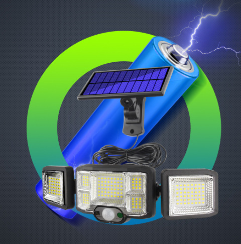 Lampa solarna zewnętrzna czujnik ruchu trzy Jasne reflektory Solidna Lampa solarna zewnętrzna czujnik ruchu trzy Jasne reflektory Solidna