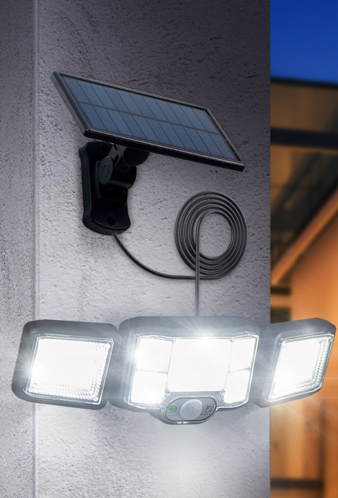 Lampa solarna zewnętrzna czujnik ruchu trzy Jasne reflektory Solidna Lampa solarna zewnętrzna czujnik ruchu trzy Jasne reflektory Solidna