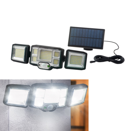 Lampa solarna zewnętrzna czujnik ruchu trzy Jasne reflektory Solidna Lampa solarna zewnętrzna czujnik ruchu trzy Jasne reflektory Solidna