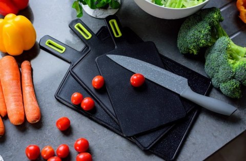 Deski do Krojenia ZESTAW Stojak Deska Komplet 3 szt szare Deski do Krojenia ZESTAW Stojak Deska Komplet 3 szt szare