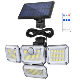 Lampa Solarna LED 4 Reflektory Czujnik Ruchu Zmierzchu 333 LED Osobny Solar