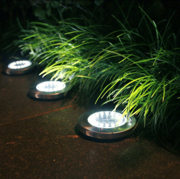 Lampa solarna ogrodowa gruntowa 16 LED Zimna Biel