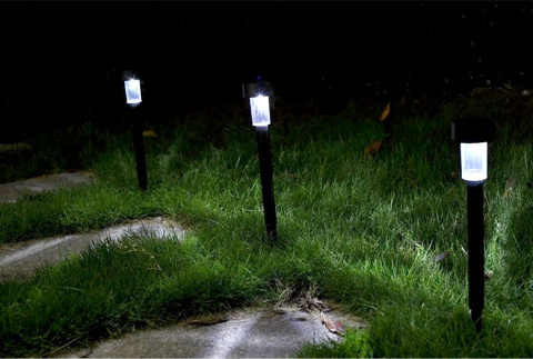 Lampa ogrodowa solarna LED Stojąca Wbijana Czarna 10 szt Lampa ogrodowa solarna LED Stojąca Wbijana Czarna 10 szt