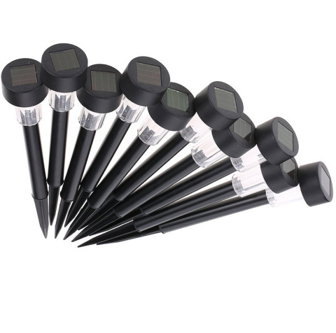 Lampa ogrodowa solarna LED Stojąca Wbijana Czarna 10 szt Lampa ogrodowa solarna LED Stojąca Wbijana Czarna 10 szt