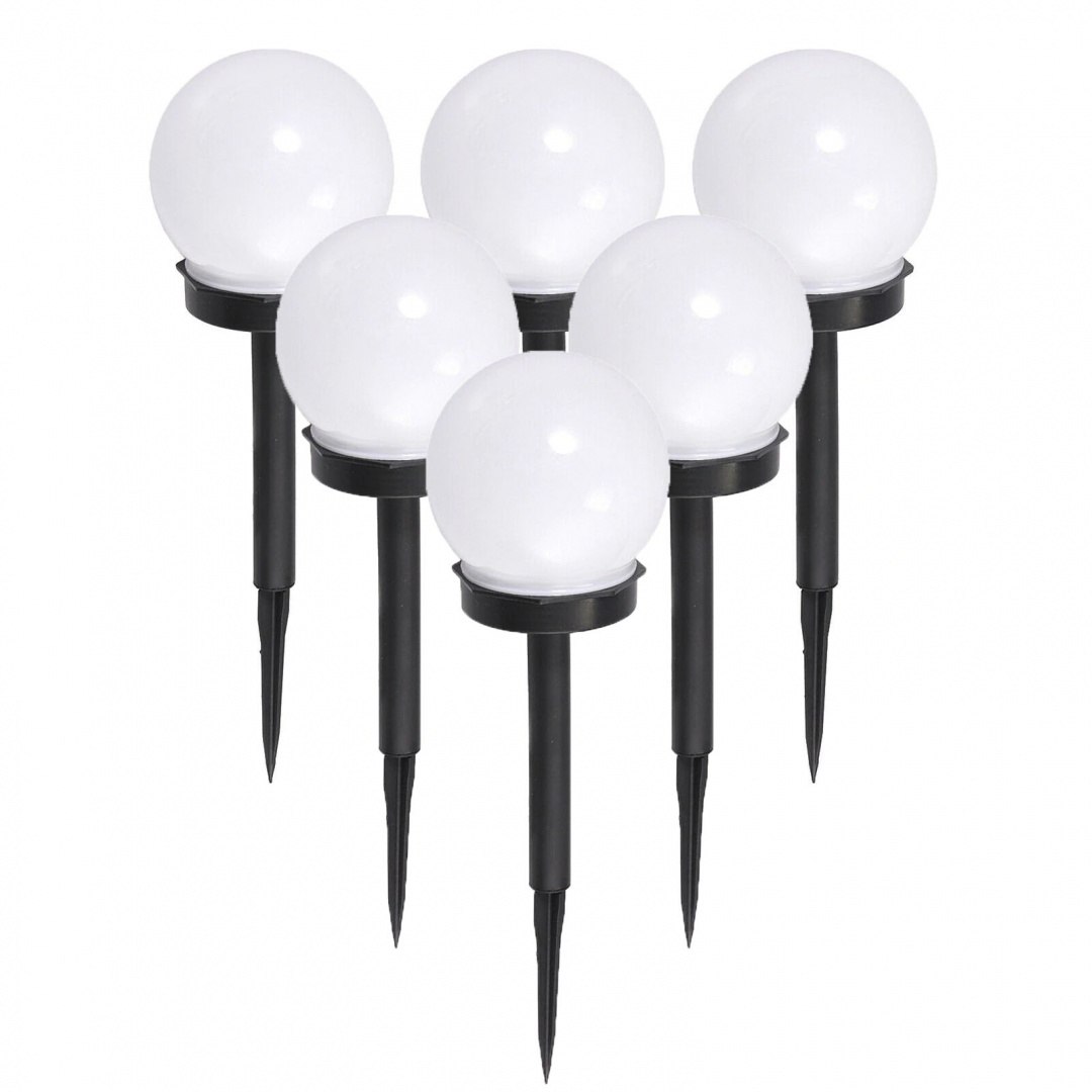 Lampa ogrodowa solarna LED Stojąca Biała Kula 6 szt Lampa ogrodowa solarna LED Stojąca Biała Kula 6 szt