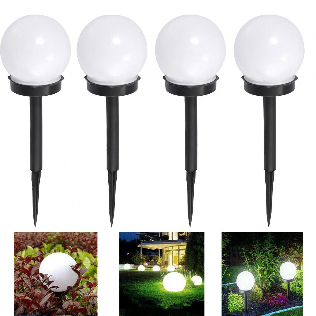 Lampa ogrodowa solarna LED Stojąca Biała Kula 6 szt Lampa ogrodowa solarna LED Stojąca Biała Kula 6 szt