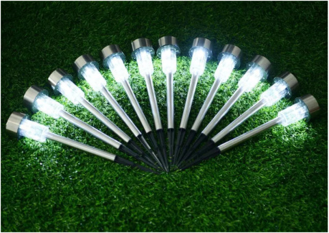 Lampa ogrodowa solarna LED Stal Stojąca Wbijana 1 szt Lampa ogrodowa solarna LED Stal Stojąca Wbijana 1 szt