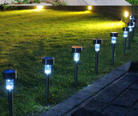 Lampa ogrodowa solarna LED Stal Stojąca Wbijana 1 szt Lampa ogrodowa solarna LED Stal Stojąca Wbijana 1 szt